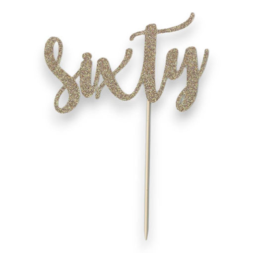 Picture of SIXTY CAKE TOPPER ROSE GOLD GLITTER